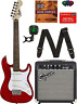 0371812038-combo-std Fender Squier By Short Scale Stratocaster Transparent Red 689993284811