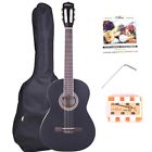 Adm 39 Inch Student Classical Guitar Package-black Matte Including Black Gig Bag 889811385137