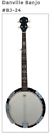 Bj-24  Danville Banjo Guitar Stringed Instrument Pearl Inlaid Rosewood Fret Best