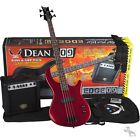 Dean Guitars Edge 09 Red Bass Guitar Beginner Pack Amp Gig Bag Tuner Strap Picks Cord 819998035983