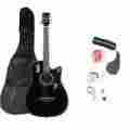 Dk-38c Unbranded New Basswood Acoustic Guitar W Bag String Pick Lcd Tuner Pickguard Black