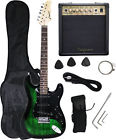 Eg-gb Crescent Green Black Electric Guitar 15w Amp Strap Cord Gigbag New 818107010545