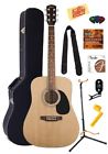 Fs02 Fender Beginners Acoustic Guitar Children Practice Hard Case Tuner Strings Strap Pick 717109975145