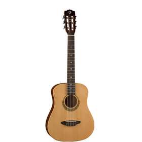 Luna Guitars 819998044848 Safari Travel Size 3/4 Nylon Classical Acoustic Guitar With Gig Bag Natural