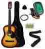Mg38-sb Acoustic Guitar Crescent 38 Sunburst Wood Starter Package W Digital E-tuner