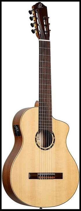 R133-7 Ortega Guitars Pro 7-string Solid Top Acoustic-electric Nylon Classical Guitar With Bag