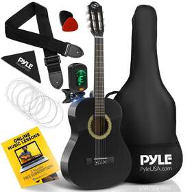 Pgacls82bk.x9 Pyle 36ftft -inch 6-string Classic Guitar - 3/4 Size Scale With Digital Tuner