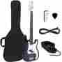 Sky1611 Bcp Blue Electric Bass Guitar Includes Strap Case Amp Cord 20 Frets Great