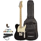 St-et-bkw-kit-2 Sawtooth Electric Guitar Black With Aged White Pickguard