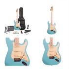 Stesdblvckit3 Sawtooth Style Electric Guitar With Chromacast Gig Bag 811501056324