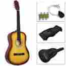 Yzo6388762088850yb Unbranded Generic Acoustic Guitar W Case Strap Tuner Pick For New Beginners Yellow E8m9