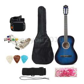 Ems4716886 Zebra 39 Inches Classical Guitar Beginner Acoustic With Bag Tuner Strings