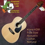 Kona K391 Folk Size Acoustic Guitar, Natural With Bag. Fixed Price $179.00.