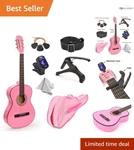 30 Inch Pink Classical Guitar Kid Beginner Pack With Case Accessories. Fixed Price $80.99.