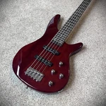 5 String Electric Bass Guitar With 24 Frets, Trans Red Clay Finish, Gig Bag. Fixed Price $109.98.