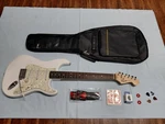Fender Squier Stratocaster Electric Guitar White -w/custom Upgrades Exc. Cond.. Fixed Price $170.00.
