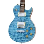 Aria Pro Ii PE-480 Quilted Maple Archtop Electric Guitar, See Thru Emerald Blue. Fixed Price $569.99.