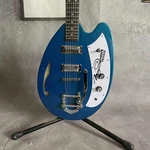 Factory Semi Hollow Body Blue Teisco Electric Guitar Maple Neck 6 Strings. Fixed Price $264.00.