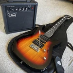 Full-size Sunburst Electric Guitar Starter Package Set With 20-WATT Amp 24-FRETS. Fixed Price $117.98.