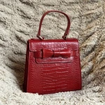Lord & Taylor Mini Top Handle Bag Red Crocodile Embossed. Fixed Price $49.00.
