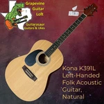 Kona K391L Left-handed Folk Acoustic Guitar, Natural. Fixed Price $179.00.