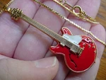 (M-300-C) Red + White Gibson ES-335 Repro '58 Guitar Pendant Necklace Jewelry. Fixed Price $33.96.