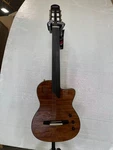 Used Item Fretless Silent Classical Guitar, Solid Flame Mahogany Top. Fixed Price $199.99.