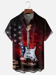 American Flag Guitar Music Chest Pocket Casual Shirt. Fixed Price $22.09.