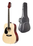 Stagg Left Hand Dreadnought Acoustic Guitar, Naturall + Bag. Fixed Price $219.99.
