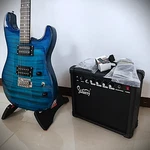 Full-size Blue Electric Guitar Starter Package With 20-WATT Amp And Accessories. Fixed Price $119.97.