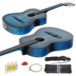 38" Acoustic Guitar With Free Case Strap Tuner And Pick Blue Beginners. Fixed Price $45.19.