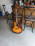 Galveston Acoustic Electric Guitar With Mother Of Pearl. Fixed Price $200.00.