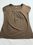 Ann Taylor Loft Women's Square Neck Lightweight Top Cap Sleeve Solid Brown - Xl. Fixed Price $12.99.