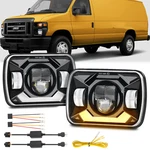 Pair Ford E-150 E-250 Econoline Van Club Wagon 5X7" 7X6" Led Headlights Drl. Fixed Price $89.99.