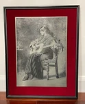 Vintage Engraving Girl Playing Guitar By Charles Sprague Pearce, The Prelude Art. Fixed Price $195.00.