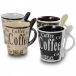 Gibson Bareggio 8 Piece 13 Ounce Coffee Mug With Spoon Set, Service For 4. Fixed Price $28.75.