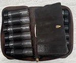 Vintage Mark Cross Leather Apothecary Travel Case W/ Glass Vials France. Fixed Price $150.00.