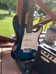 Zeny Blue Solid Electric Guitar 6 String With Amplifier And Strap. Fixed Price $150.00.