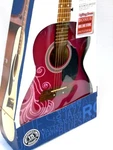 First Act Pink Acoustic 6 String Scroll Design Guitar Original Box Guide MG359. Fixed Price $124.99.