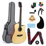 Acoustic For Beginners Full Size 4/4 Folk Guitars Spruce Wood W/ Bag. Fixed Price $109.87.