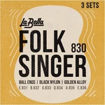 (3-PACK) Bella 830 Folk/classical Guitar Strings Black Nylon, Golden Alloy. Fixed Price $29.95.