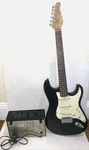 J Reynolds Electric Guitar Black Rock Band 6 String Solid Body With Amplifier. Fixed Price $149.95.