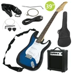 Full Size Electric Guitar With Amp, Case And Accessories Pack Beginner Blue. Fixed Price $80.20.