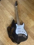Silverstone Electric Guitar Black Body, White Pickguard Used Good Condition. Fixed Price $45.00.