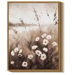 Classical Meadow Flower Painting Framed Large Floral Landscape Boho Decor 12X16. Fixed Price $38.00.