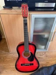 Classic Crescent Acoustic Guitar Hand Made Red Finish 38 Length W/soft Case. Fixed Price $55.00.