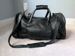 Vintage Johnson & Promo Amerileather Duffel Travel Bag Black 20" Luggage. Fixed Price $125.00.