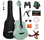 Adm 38 Inch Green Acoustic Guitar Beginner Kit W Bag, Strap, Picks, Capo, Stand. Fixed Price $175.80.