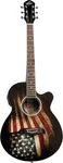 Acoustic-electric Folk Guitar American Usa Flag Patriot Design Black. Fixed Price $369.99.
