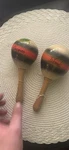 Pair Of Wooden Maracas Hand Percussion Shakers. Fixed Price $12.00.